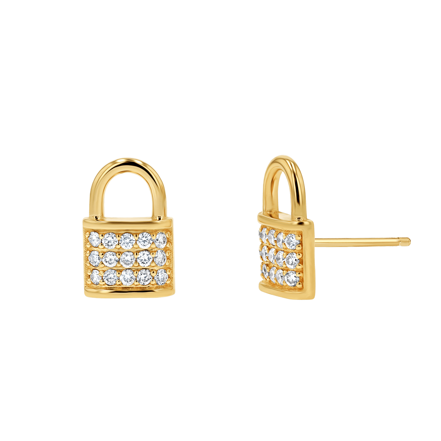 Image of Love Padlock Diamond Pave Stud Earrings