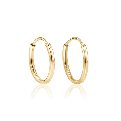 Baby Gold 3mm Gold Tube Hoop Earrings
