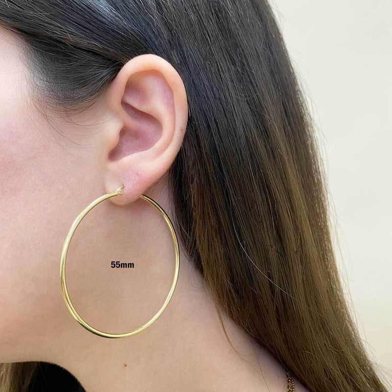 2mm Gold Tube Hoop Earrings