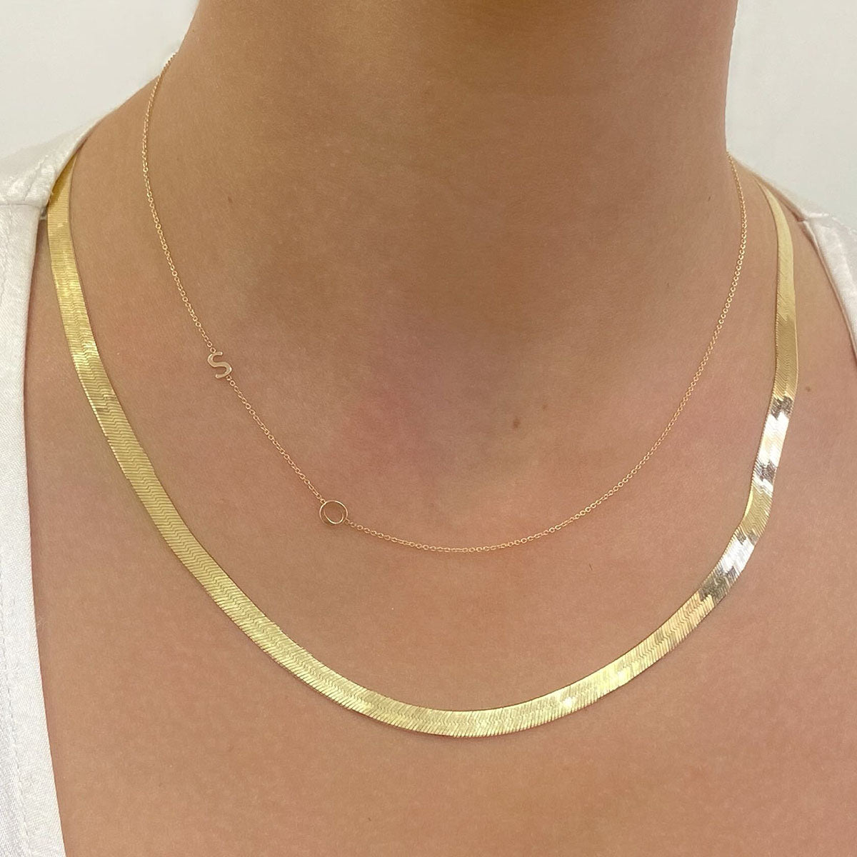 14K Gold Asymmetrical Multi Initial Necklace – Baby Gold