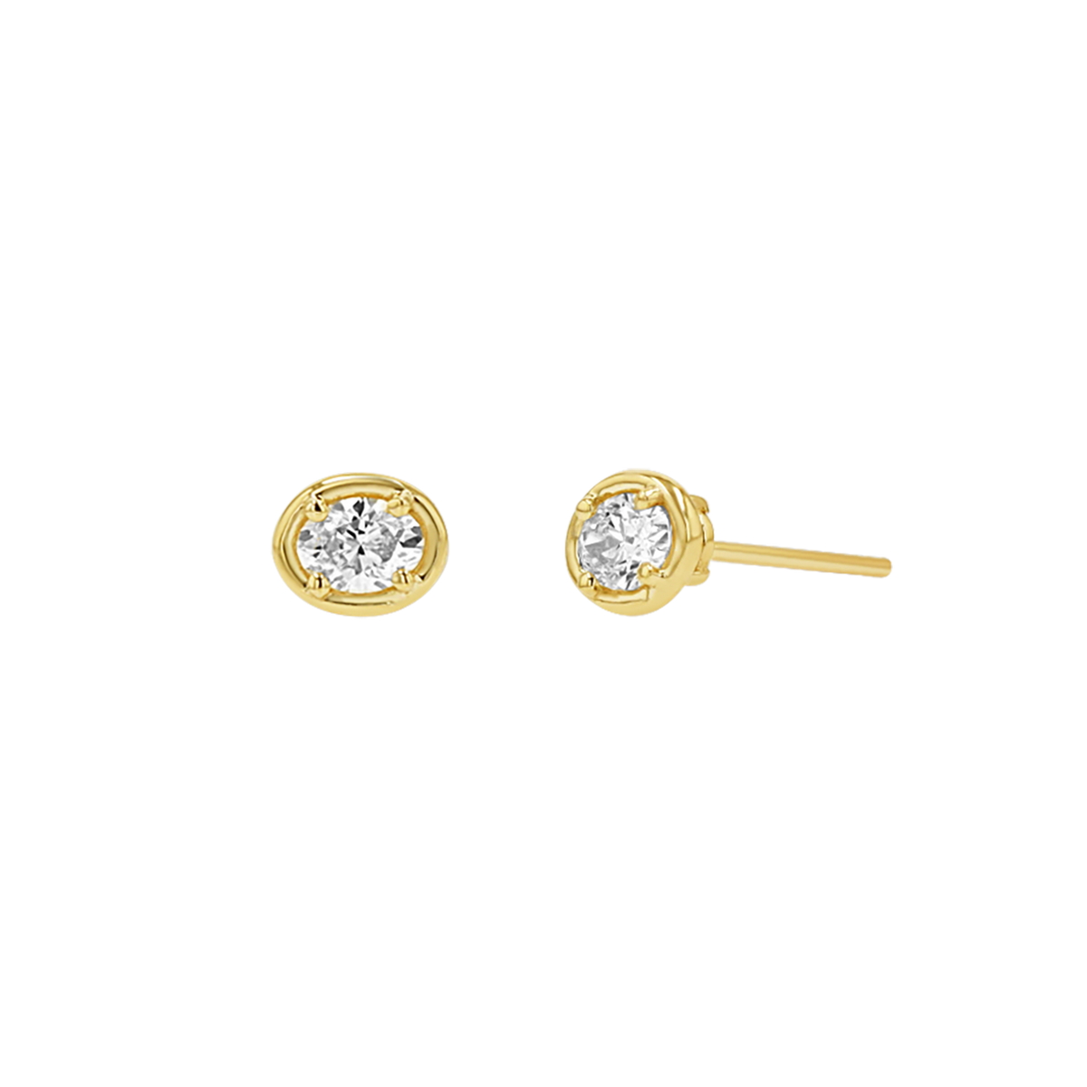 14K Gold Oval Diamond Stud Earrings – Baby Gold