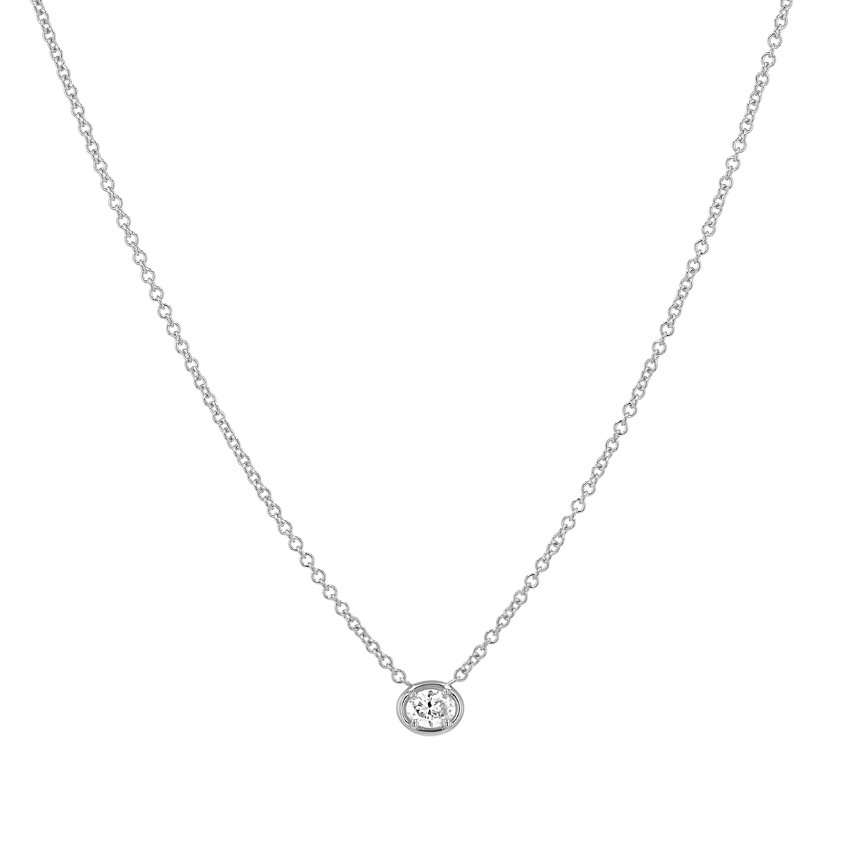 14K Gold Oval Diamond Solitaire Necklace – Baby Gold