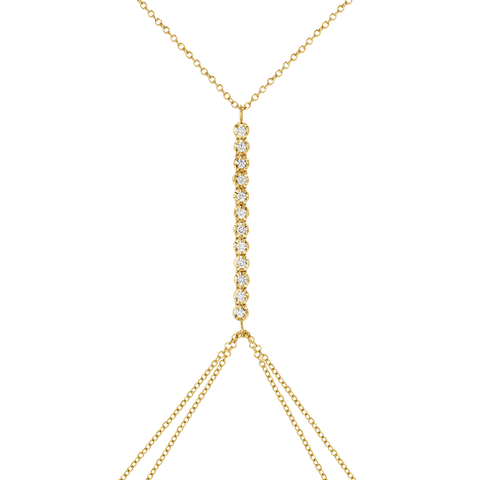 NAiiA Leigh Body Chain  14K Yellow Gold Double CZ Shaker Belly Chain