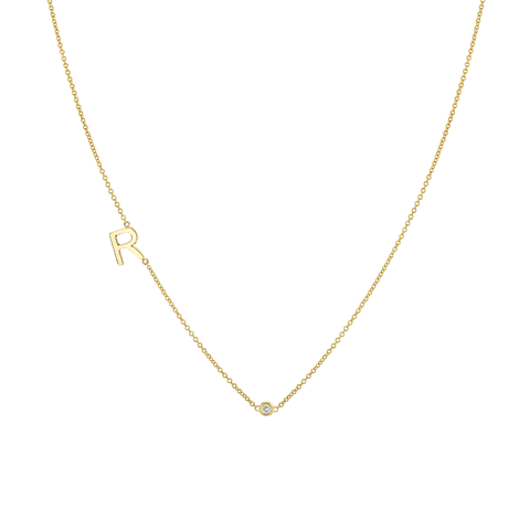 Pave Initial Necklace CZ Initial Necklace Dainty Necklace – YanYa