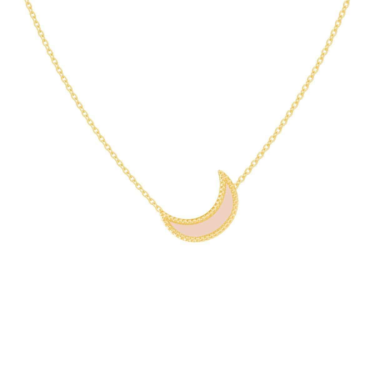 Enamel Moon Necklace Baby Gold - vibe check chain roblox