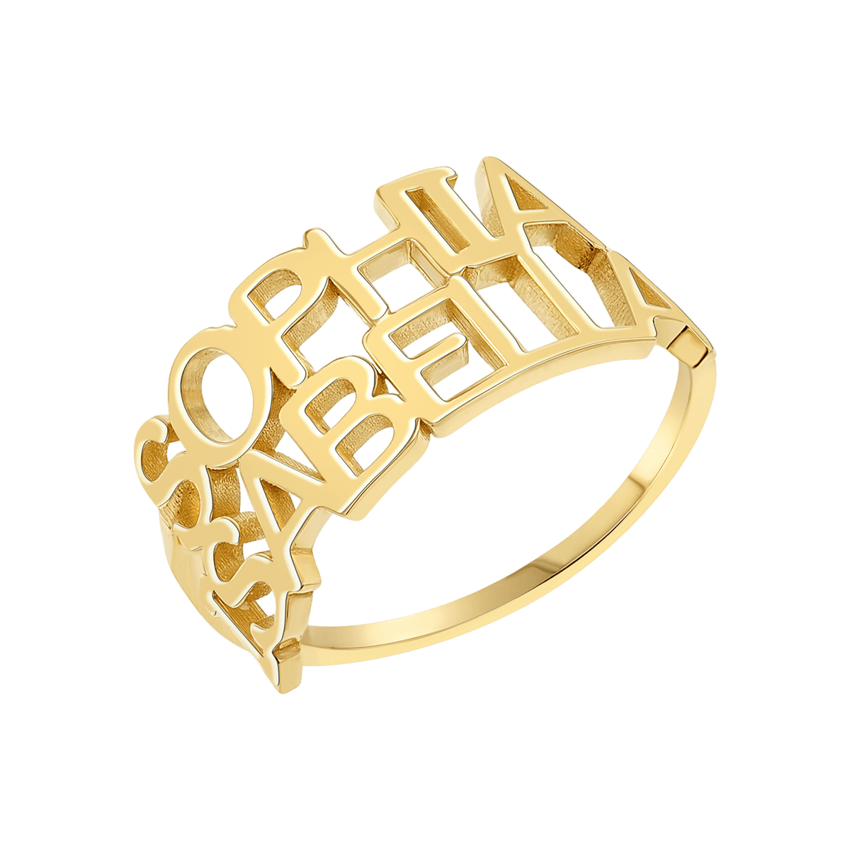 14K Gold Linear Double Name Ring – Baby Gold
