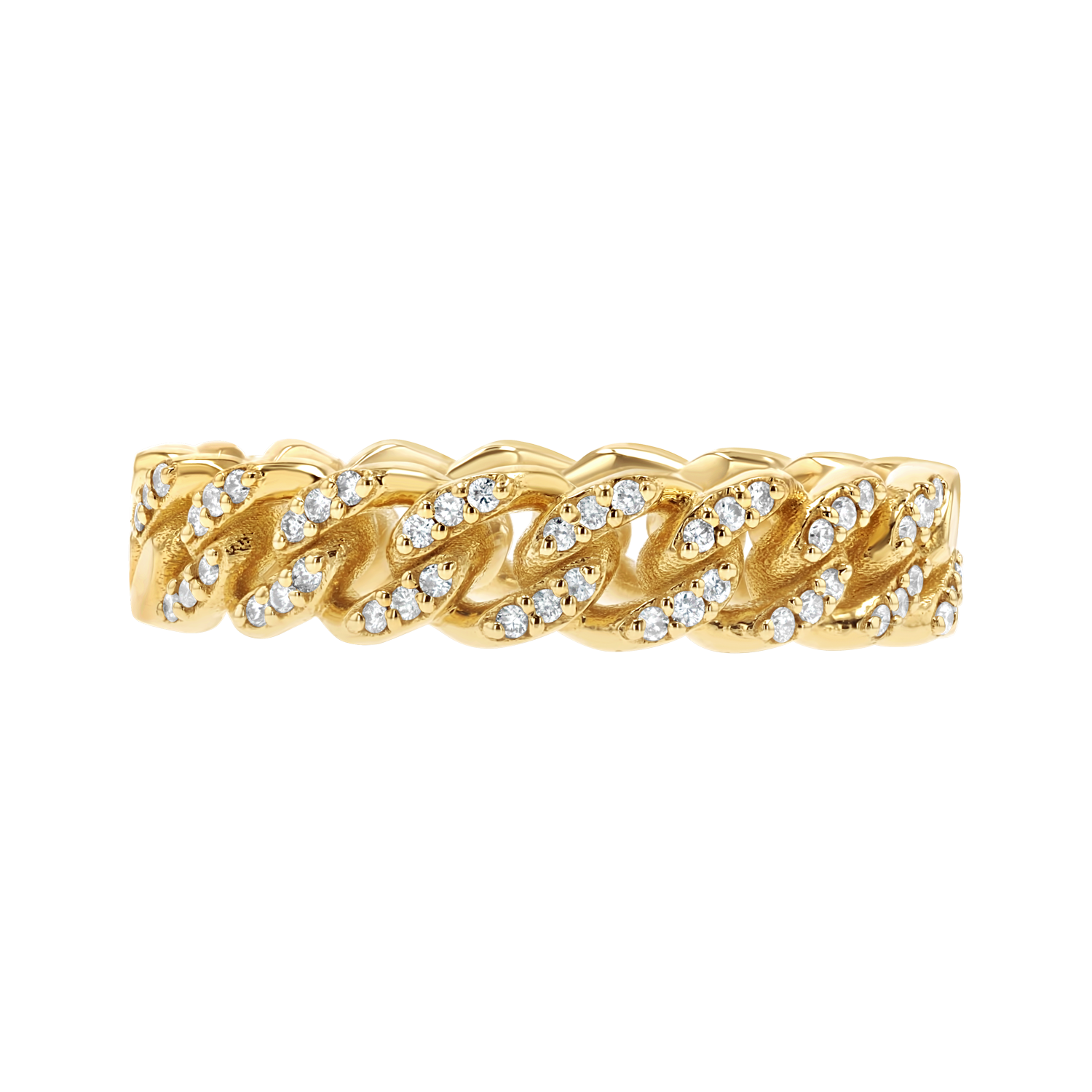 14K Gold Diamond Pave Cuban Link Ring – Baby Gold