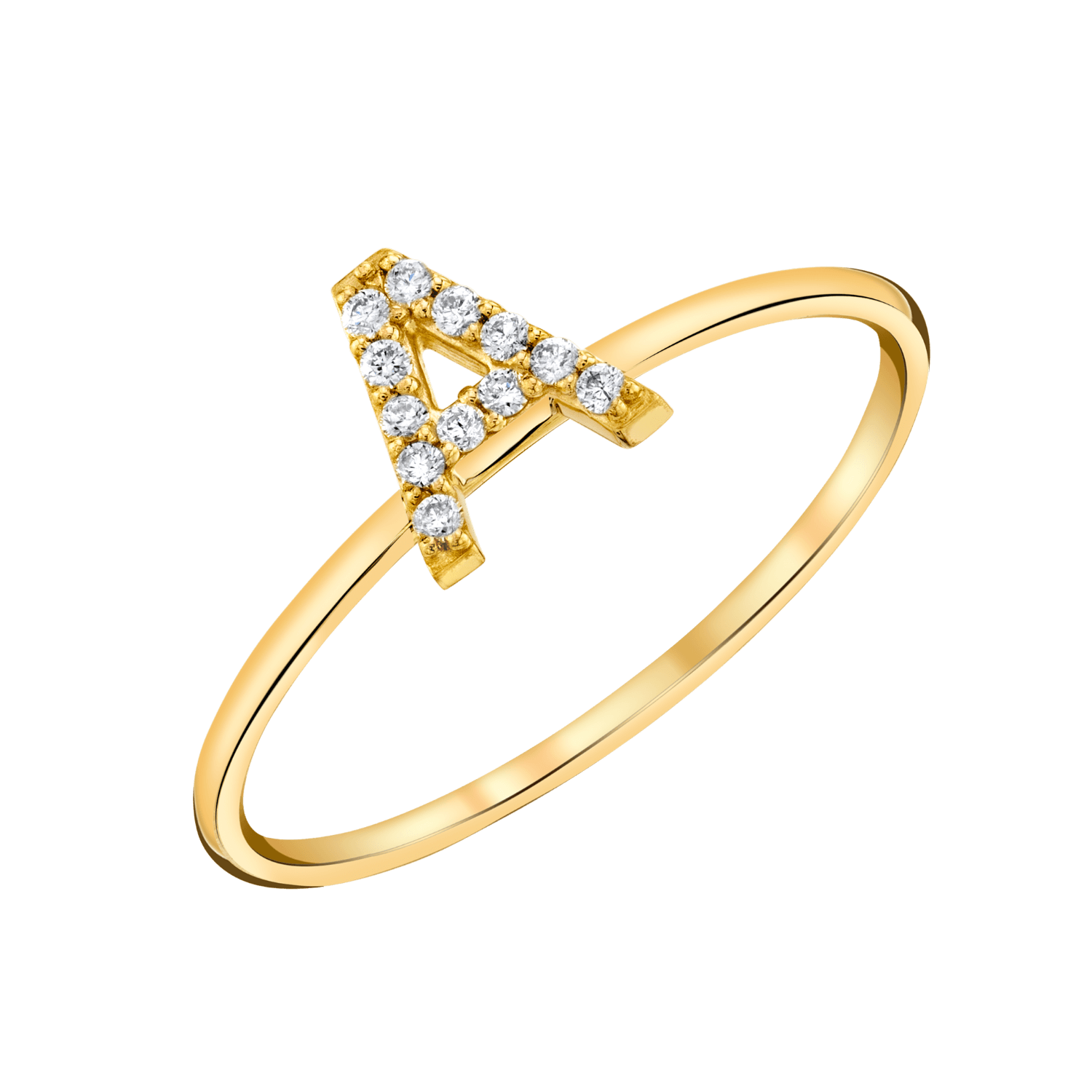 Diamond Pave Letter Ring Baby Gold