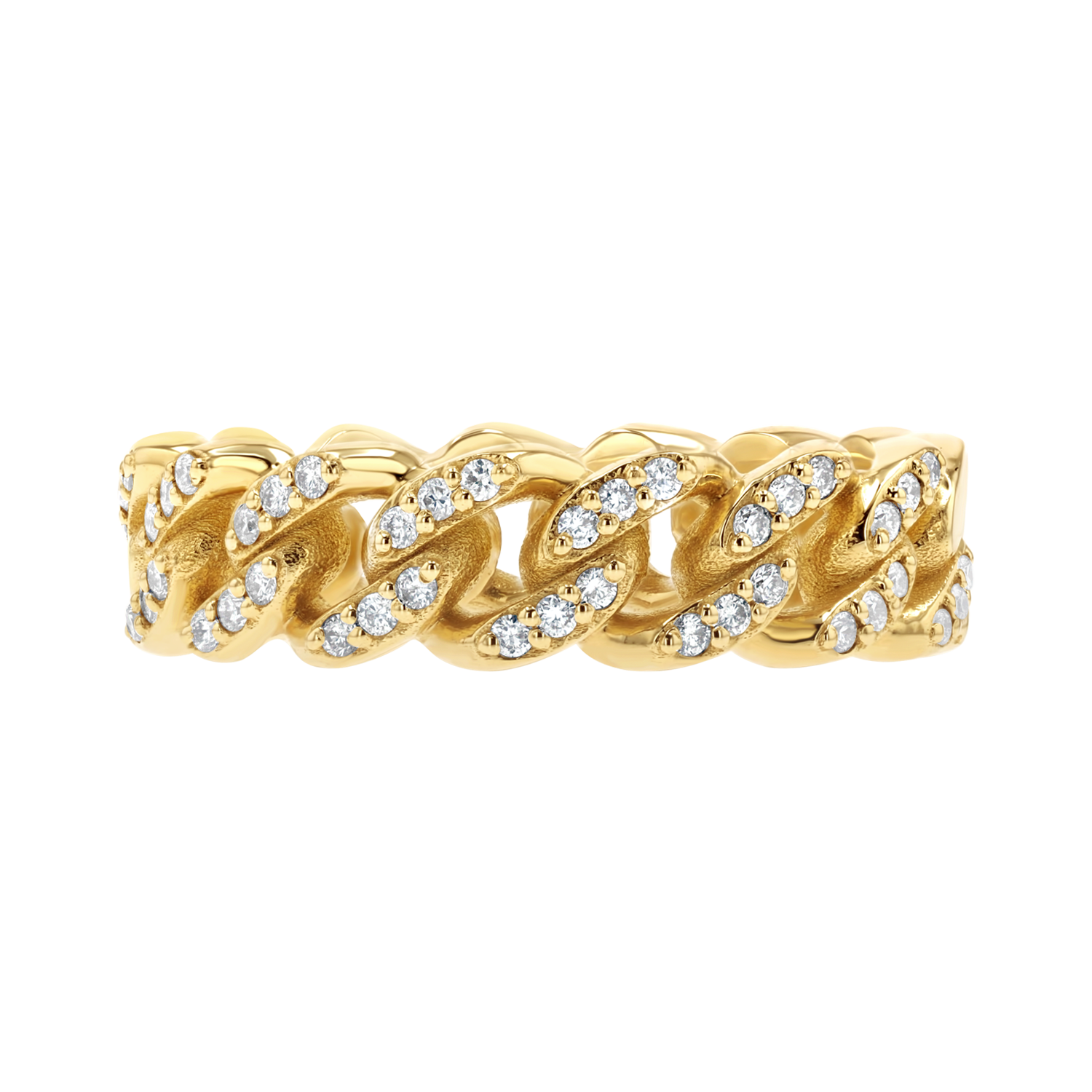 Grand Cuban Link Diamond Pave Ring – Baby Gold