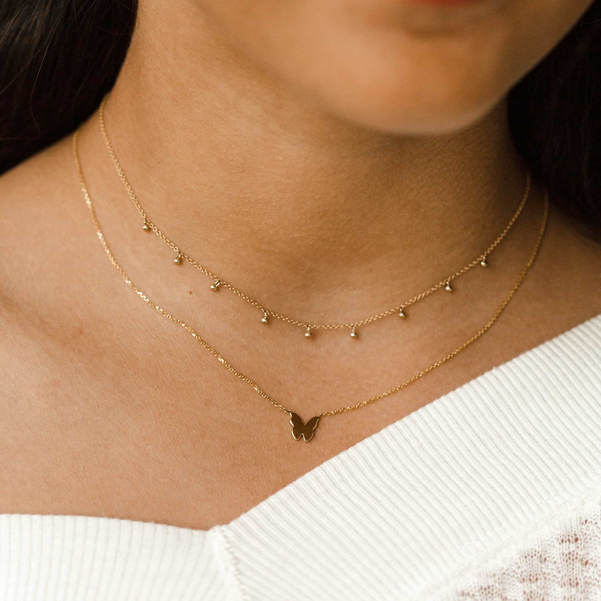 Mini Dainty Ball Chain Necklace – Baby Gold