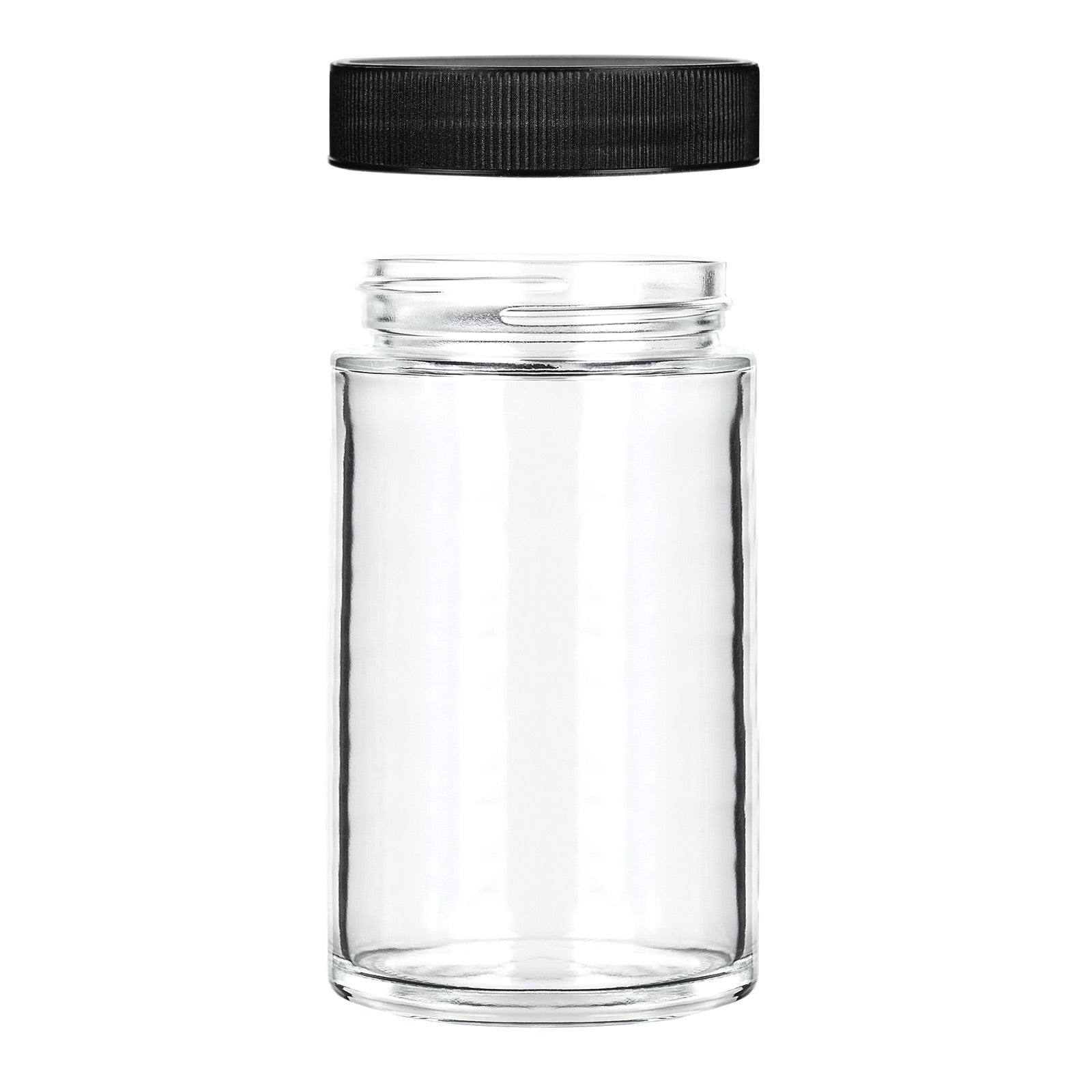 6oz Glass Jar w/ Smooth Black Screw Top Lid ; 12/case