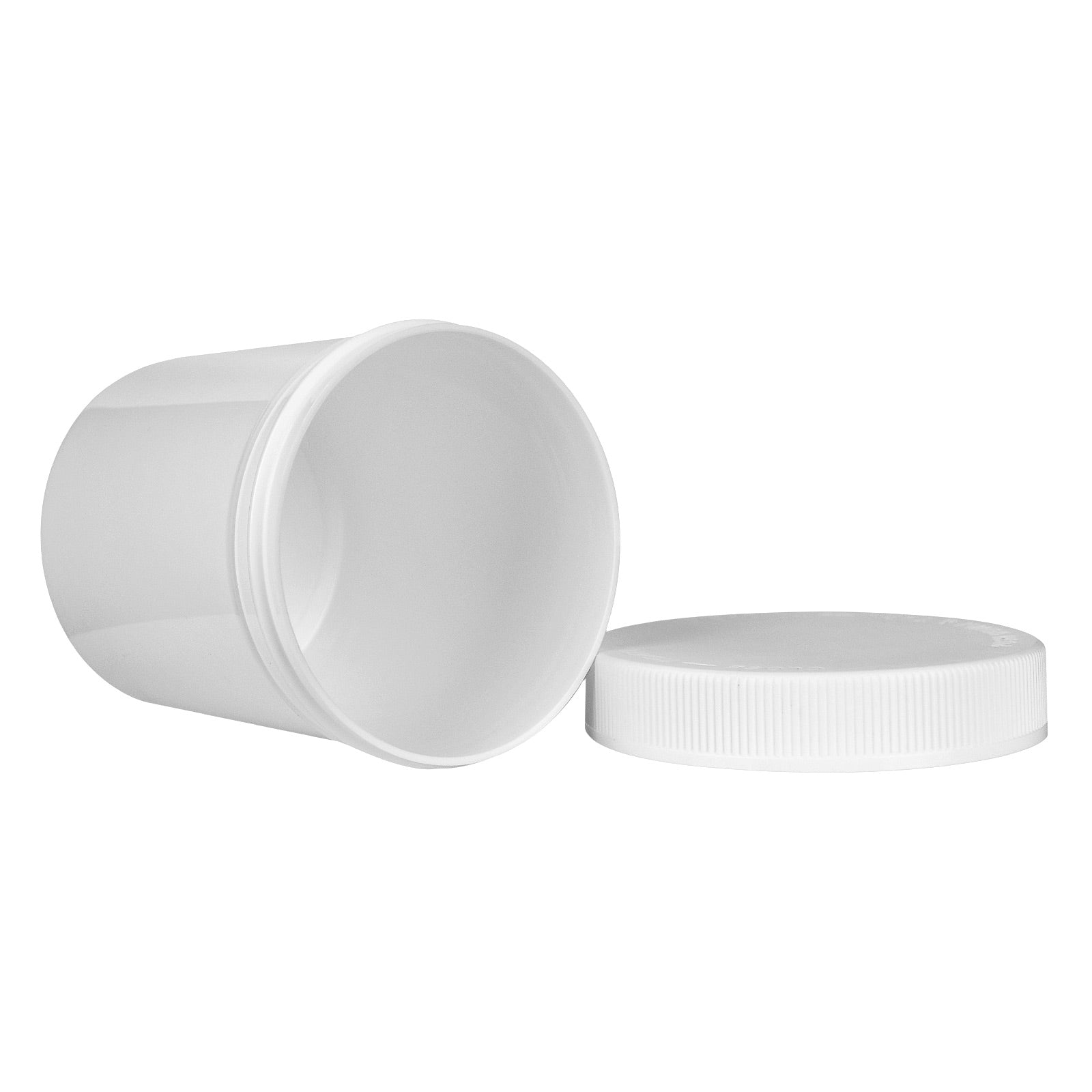 16 oz (Ounce) White Plastic Jars with Lids: Bulk Wholesale - Vial