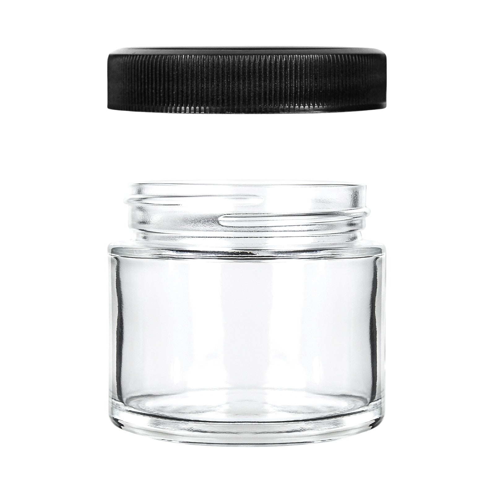 7mL Clear Glass Oval Concentrate Jar w/ Black Cap