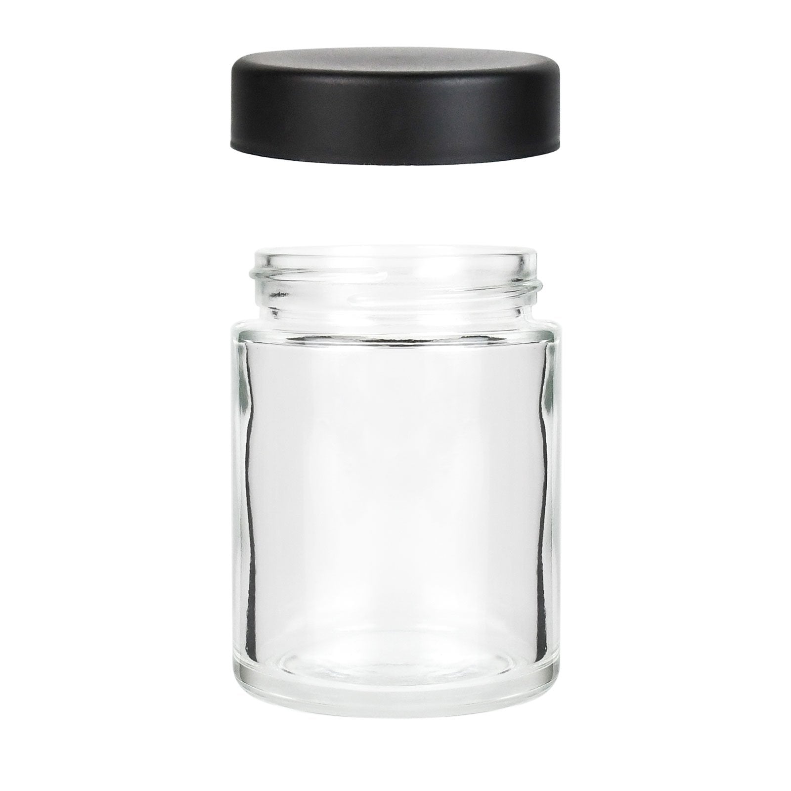 4 oz. Clear Glass Jar with Black Plastic Cap (48/400) (V4) (V7)