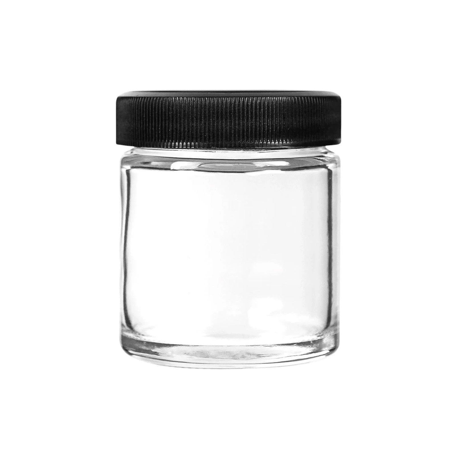 4 oz. Clear Glass Jar with Black Plastic Cap (48/400) (V4) (V7)