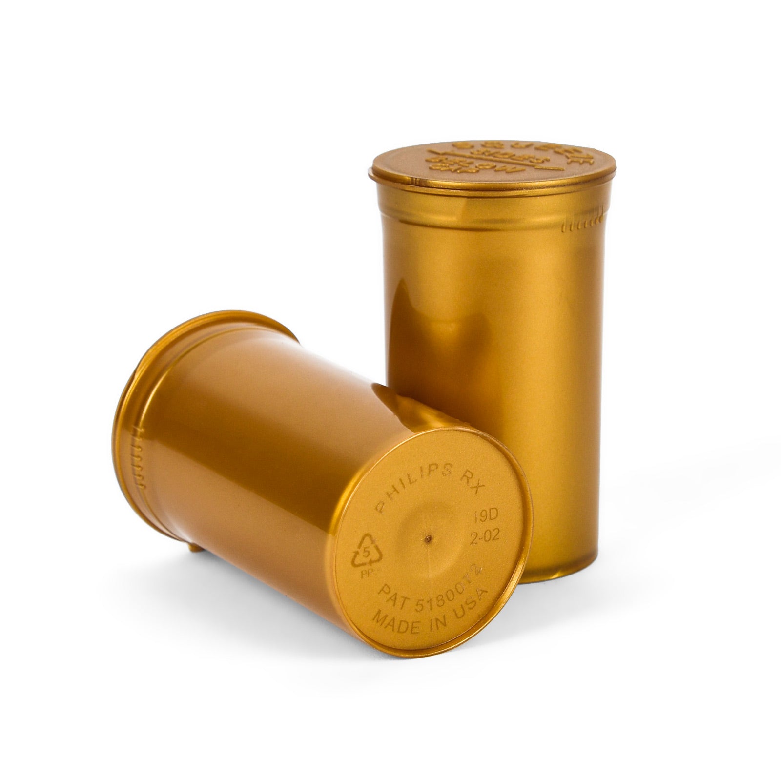 19 Dram Opaque Gold Child Resistant Pop-Top Bottles