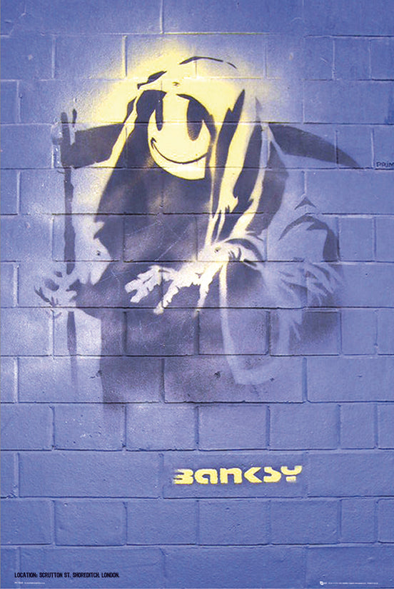 Banksy Grim Reaper With Smiley Face Maxi Poster – Koolpixnz