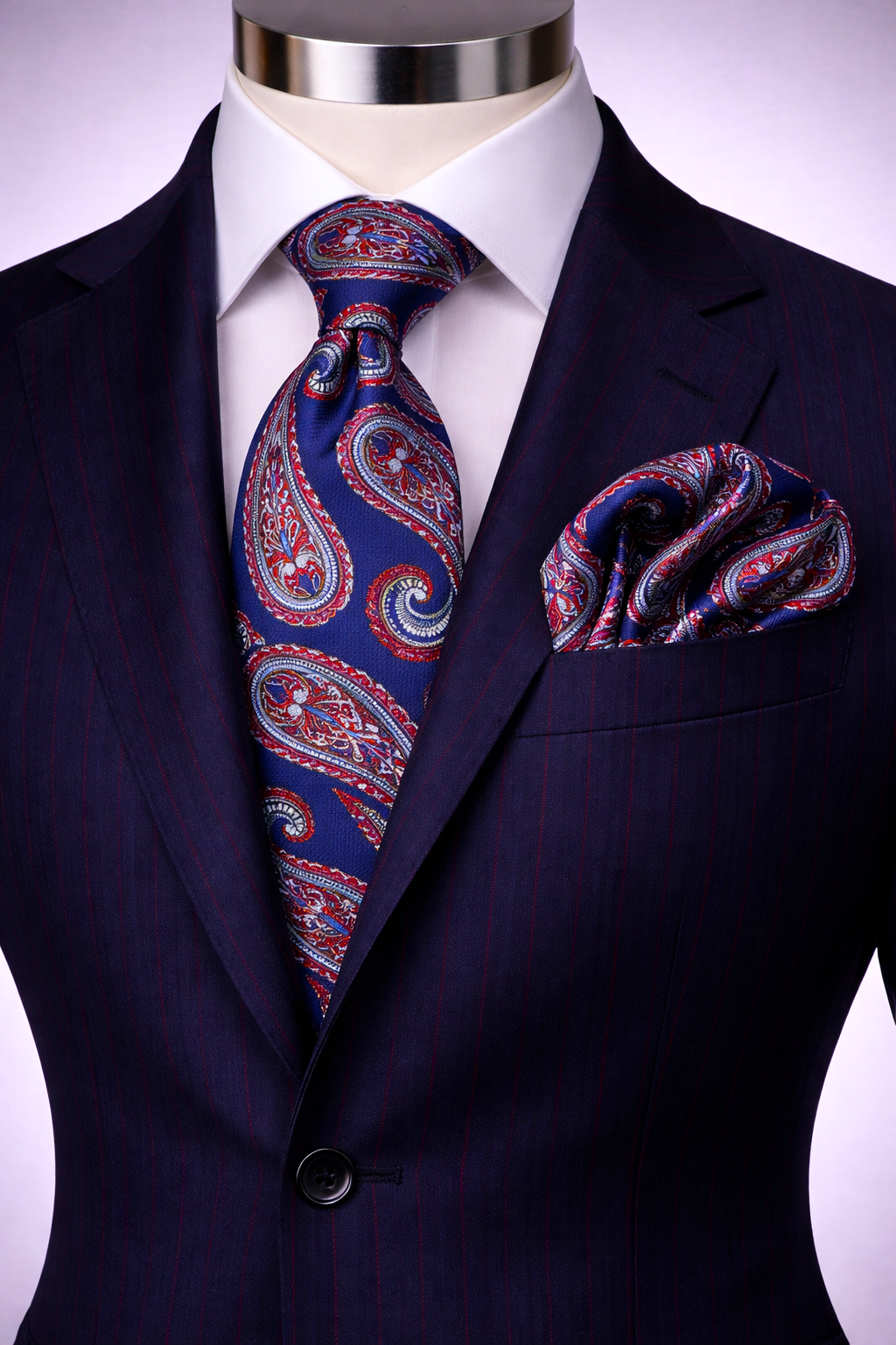 ROCCO 2 | BLUE/RED/GREY | TIE & POCKET SQAURE polo