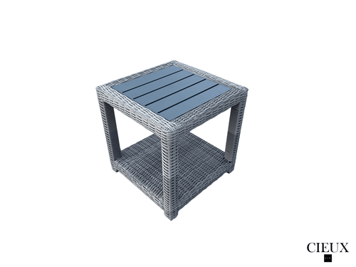 CIEUX End Table Cannes Outdoor Patio Wicker Square End Table in Grey