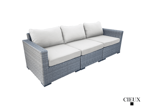 CIEUX Sofa Cannes Outdoor Patio Wicker Modular Sofa in Grey with Sunbrella Cushions - Available in 2 Colours