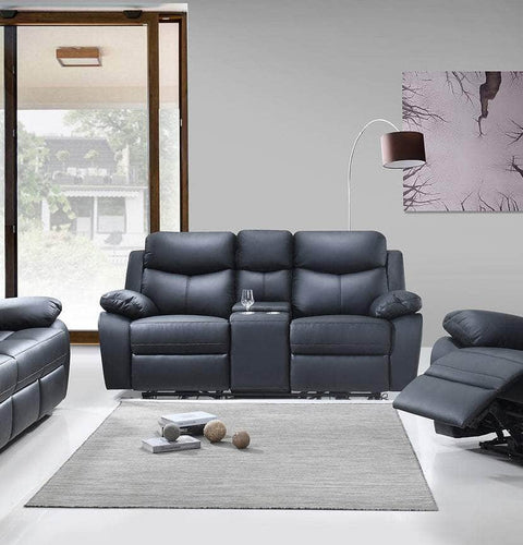 IFDC Loveseat Black Whitby Power Reclining Loveseat with Console in Leather Match - Available in 2 Colours