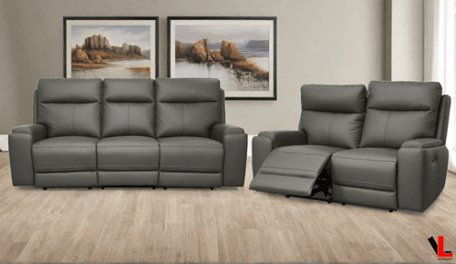 Levoluxe Sofa Set Arlo 2 Piece Power Reclining Sofa and Loveseat Set with Power Headrests in Leather Match - Available in 2 Colours