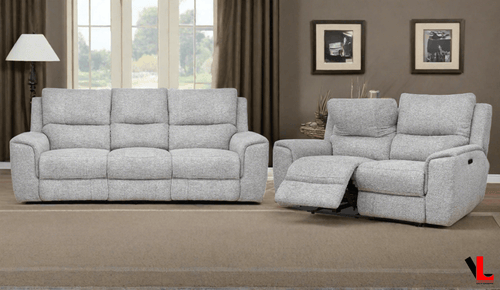 Levoluxe Sofa Set Sentinel 2 Piece Power Reclining Sofa and Loveseat Set with Power Headrest in Tweed Ash Fabric