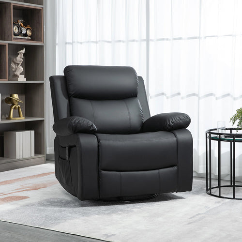 Pending - Aosom Homcom Pu Leather Reclining Chair with Vibration Massage Recliner, Swivel Base, Rocking Function, Remote Control - Available in 4 Colours