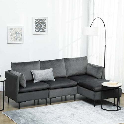 Pending - Aosom Sectional Sofa Homcom Convertible Sectional Sofa Couch in Modern L-Shaped Couch in 3 Seater Sofa with Reversible Ottoman For Living Room in Apartment in Small Space in Grey