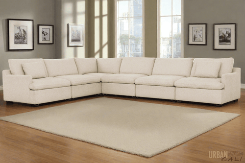 Urban Cali Sectional Long Beach Large Modular L-Shaped Sectional Sofa in Axel Beige