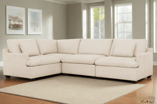 Urban Cali Sectional Long Beach Medium Modular L-Shaped Sectional Sofa in Axel Beige