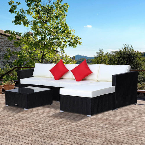 Aosom Sectional Sofa 6 Piece Outdoor Patio Rattan Wicker Modular Sectional Sofa Set with Coffee Table - Available in 5 Colours