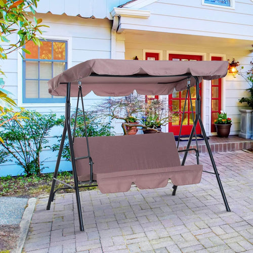 Aosom Swing Chair Outdoor Patio Porch 3-Seater Metal Swing Chair with Canopy and Cushioned Seat - Available in 5 Colours