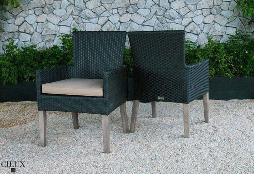 CIEUX Patio Dining Champagne Dark Chocolate Wicker Chairs