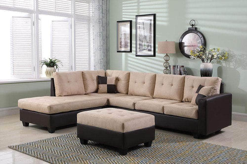 IFDC Sectional Sofa Beige Kanata Two Tone Sectional With Chaise & Ottoman