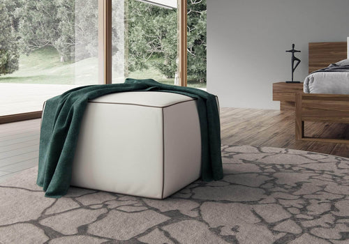 Modloft Ottoman Pitt Aniline Leather Pouf Ottoman - Available in 3 Colours