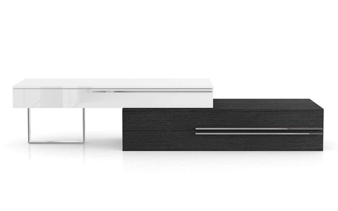 Modloft TV Stand Glossy White/GreyOak Gramercy Media Console - Available in 2 Colours