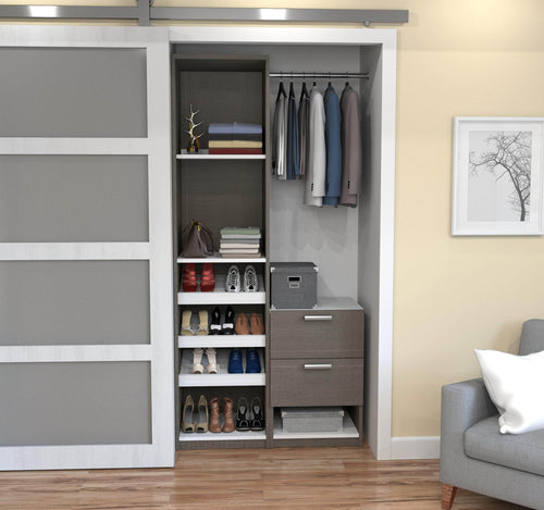 Modubox Closet Organizer Bark Grey & White Cielo 39” Closet Organizer with 1 Low Storage Unit - Bark Grey & White