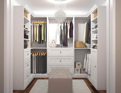 Modubox Closet Organizer White Versatile U-Shaped Walk-In Closet Organizer - In White