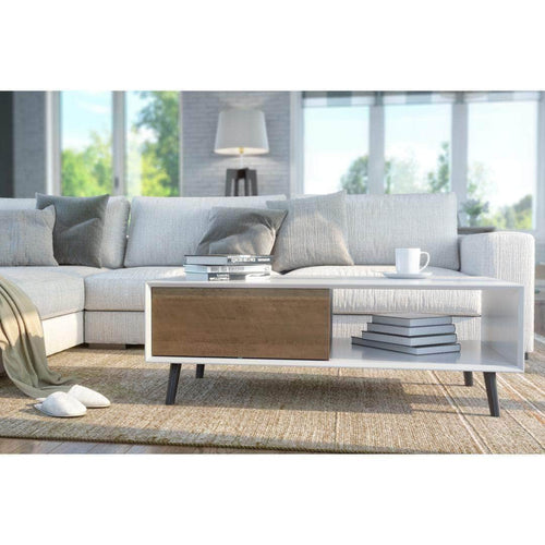 Modubox Coffee Table Alga Coffee Table in White and Walnut Brown