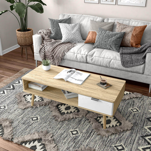 Modubox Coffee Table Procyon 48W Coffee Table in Modern Oak & White UV