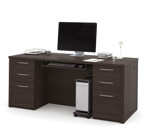 Modubox Desk Dark Chocolate Embassy Executive Desk with Two Pedestals - Dark Chocolate