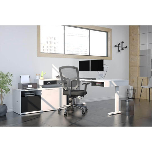 Modubox Desk Pro-Vega L-Shaped Standing Desk with Credenza and Dual Monitor Arm - Available in 2 Colours