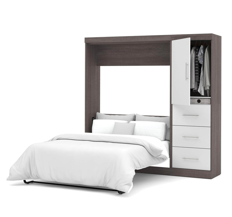 Modubox Murphy Wall Bed Bark Grey & White Nebula Full Murphy Wall Bed and Storage Unit with Drawers (84W) - Available in 3 Colours