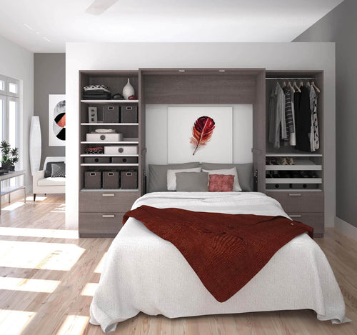 Modubox Murphy Wall Bed Cielo Full Murphy Wall Bed and 2 Storage Cabinets with Drawers (118W) - Available in 2 Colours