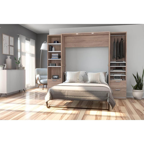 Modubox Murphy Wall Bed Cielo Full Murphy Wall Bed and 2 Storage Cabinets with Drawers (98W) - Available in 2 Colours