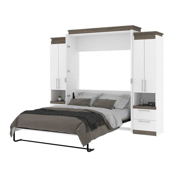 Modubox Murphy Wall Bed Orion 104"W Queen Murphy Wall Bed with 2 Storage Cabinets and Pull-Out Shelves - Available in 2 Colours