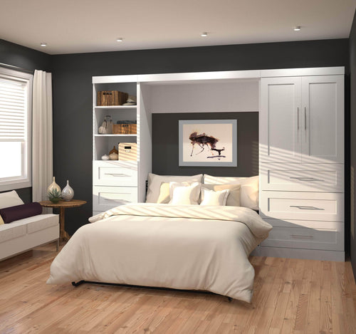 Modubox Murphy Wall Bed Pur Full Murphy Wall Bed and 2 Storage Units with Drawers (120”) - Available in 2 Colours