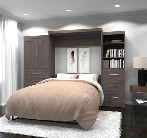 Modubox Murphy Wall Bed Pur Queen Murphy Wall Bed and 2 Multifunctional Storage Units with Drawers (126W) - Available in 2 Colours