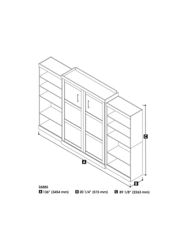 Modubox Murphy Wall Bed Pur Queen Murphy Wall Bed and 2 Storage Units (136”) - Available in 2 Colours